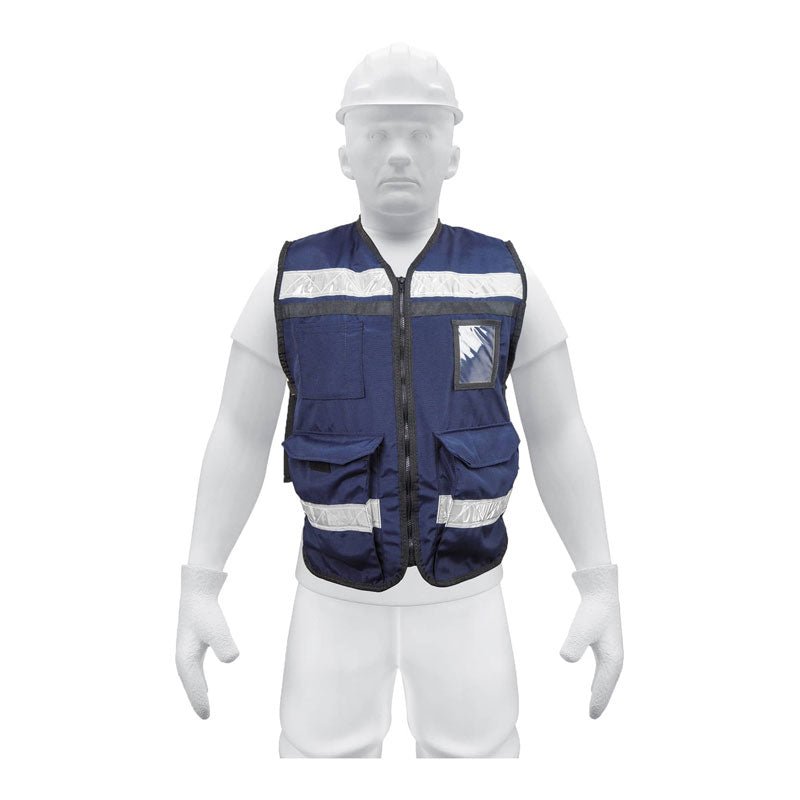 Chaleco brigadista con cintas reflejantes, color azul marino, 14667 Truper CHS900AM - Tool Ferreterías / Ferretodo - Herramientas y material de construcción.