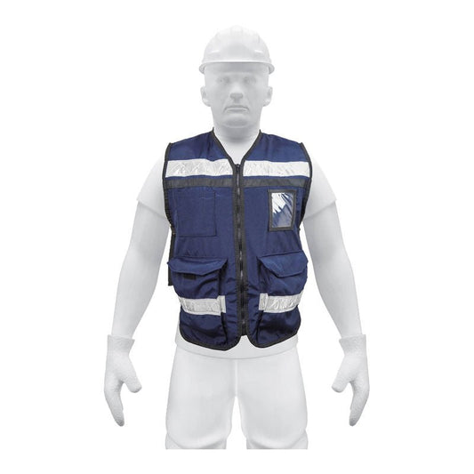 Chaleco brigadista con cintas reflejantes, color azul marino, 14667 Truper CHS900AM - Tool Ferreterías / Ferretodo - Herramientas y material de construcción.