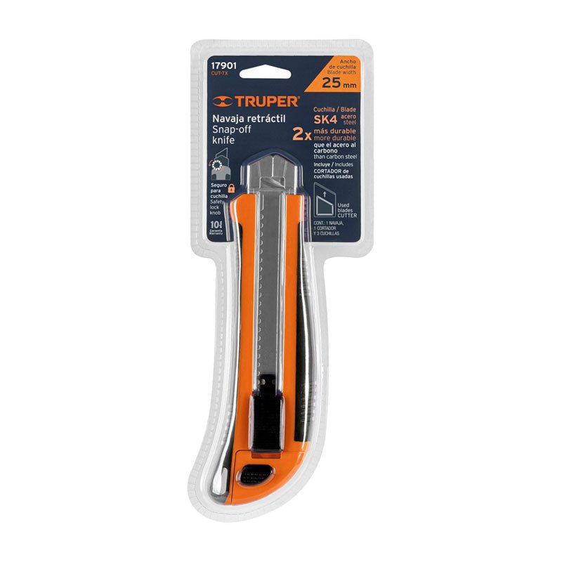 Cutter 25 Mm Profesional Con Alma Metálica Y Grip, Truper - Tool Ferreterías / Ferretodo - Herramientas y material de construcción.