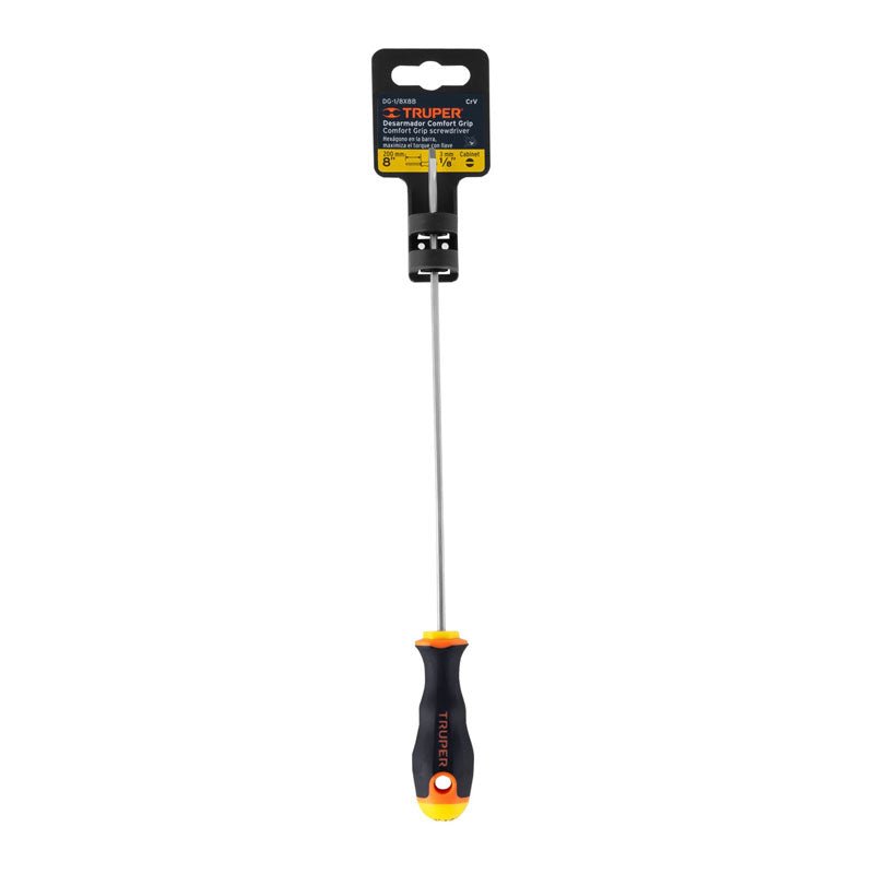 Desarmador cabinet de 1/8" x 8" mango Comfort Grip, 14027 Truper DG 1/8X8B - Tool Ferreterías / Ferretodo - Herramientas y material de construcción.