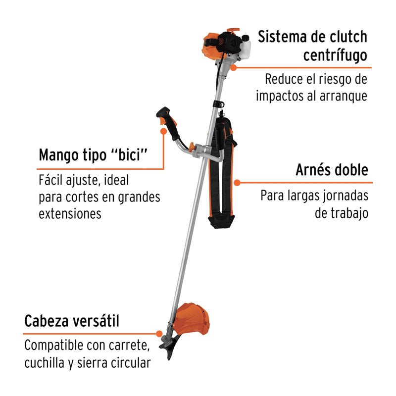 Desmalezadora A Gasolina 33 Cc Mango Tipo "Bici", 18" Corte - Tool Ferreterías / Ferretodo - Herramientas y material de construcción.