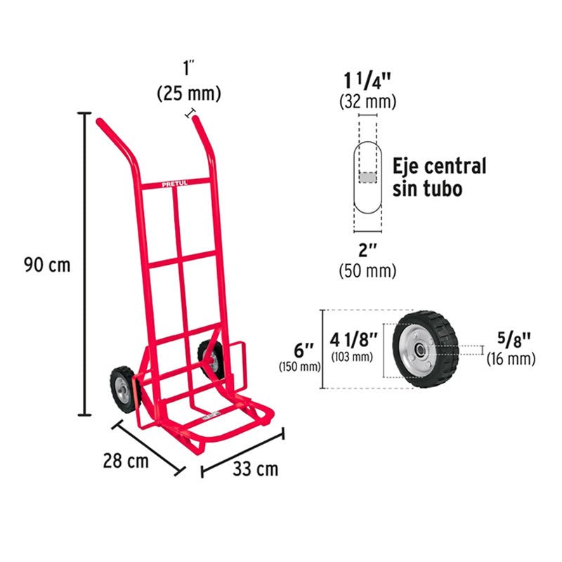 Diablo De Carga De 100 Kg, Ruedas Sólidas, Balero Sencillo - Tool Ferreterías / Ferretodo - Herramientas y material de construcción.