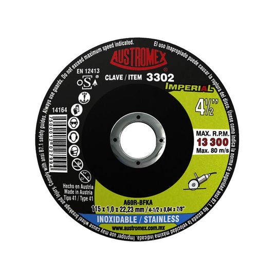 Disco corte P/Acero inoxidable de 4.1/2" 3302 Austromex - Tool Ferreterías / Ferretodo - Herramientas y material de construcción.