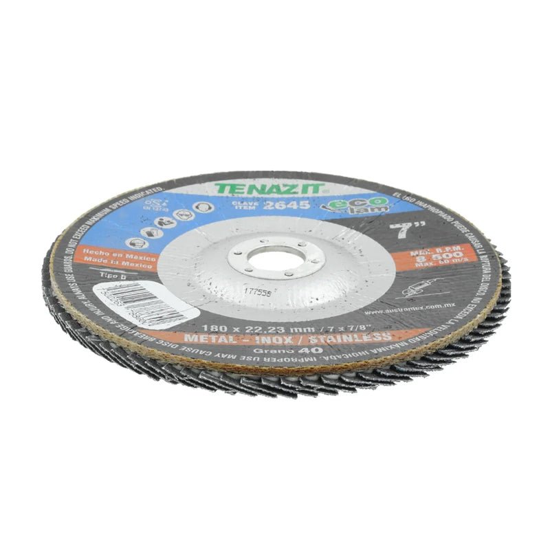 Disco laminado para desbaste de 7" x 7/8", grano 40, 2645 Tenazit - Tool Ferreterías / Ferretodo - Herramientas y material de construcción.
