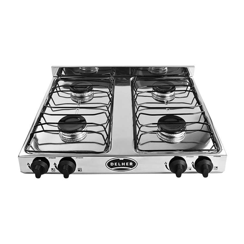 Estufa De Mesa 4 Quemadores De Acero Inoxidable Y Lámina Delher - Tool Ferreterías / Ferretodo - Herramientas y material de construcción.