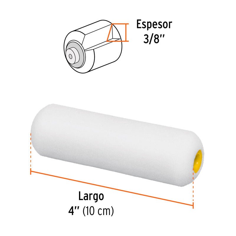 Felpa para mini rodillo esponja 4" x 3/8", 13907 Truper RROPI410E - Tool Ferreterías / Ferretodo - Herramientas y material de construcción.