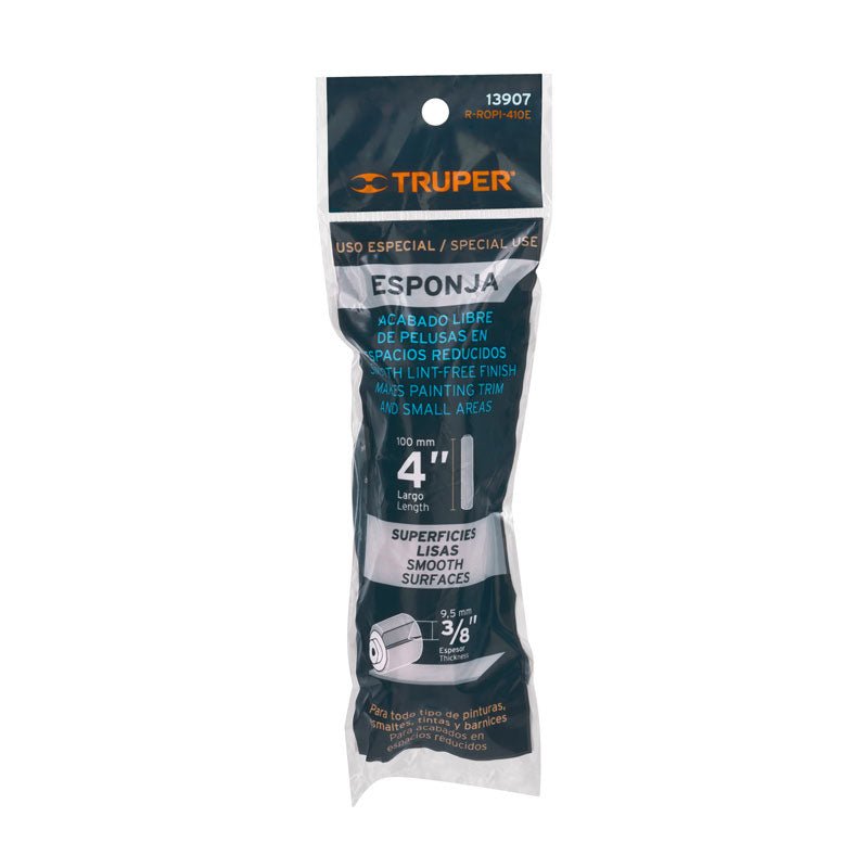 Felpa para mini rodillo esponja 4" x 3/8", 13907 Truper RROPI410E - Tool Ferreterías / Ferretodo - Herramientas y material de construcción.