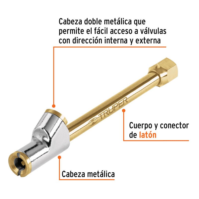 Inflador de cabeza doble con cuerda de 1/4 NPT, Truper - Tool Ferreterías / Ferretodo - Herramientas y material de construcción.