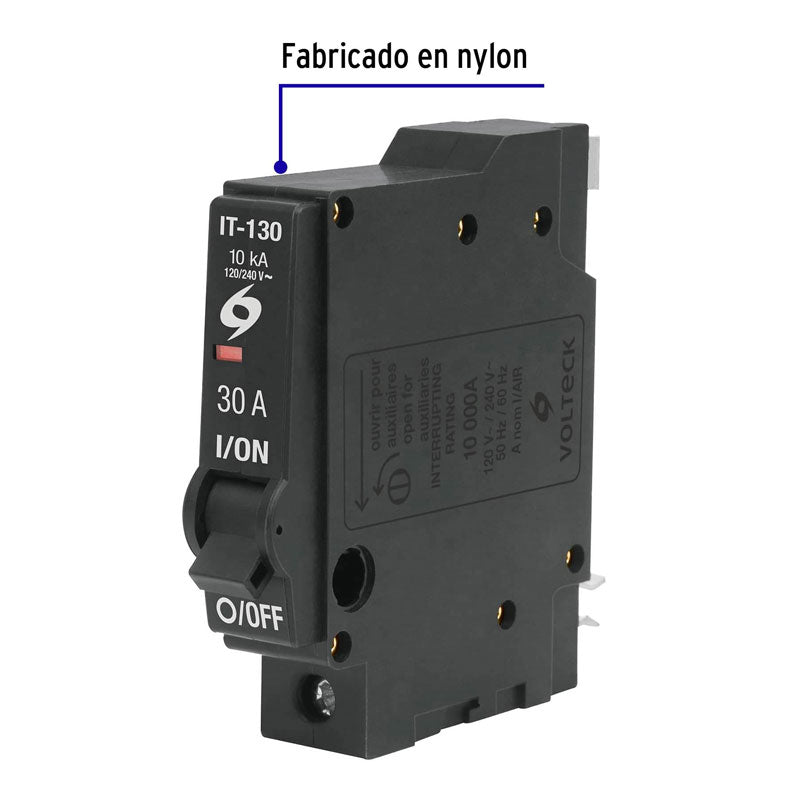 Interruptor termomagnético 1 polo 30 A, 46702 Volteck IT 130 - Tool Ferreterías / Ferretodo - Herramientas y material de construcción.