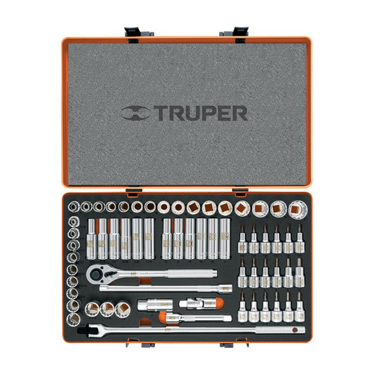 Juego 64 herramientas cuadro 1/2" std/mm, 12892, Truper - Tool Ferreterías / Ferretodo - Herramientas y material de construcción.