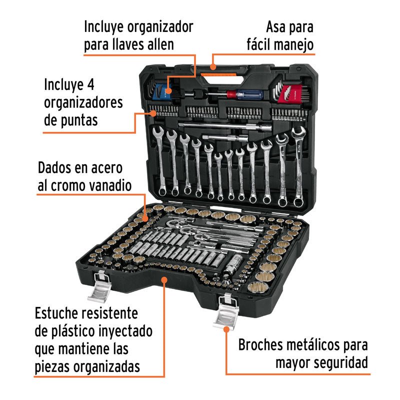 Juego de 199 herramientas de 1/4", 3/8" y 1/2" std y mm para mecánico, 12894 Truper JD 199MP - Tool Ferreterías / Ferretodo - Herramientas y material de construcción.
