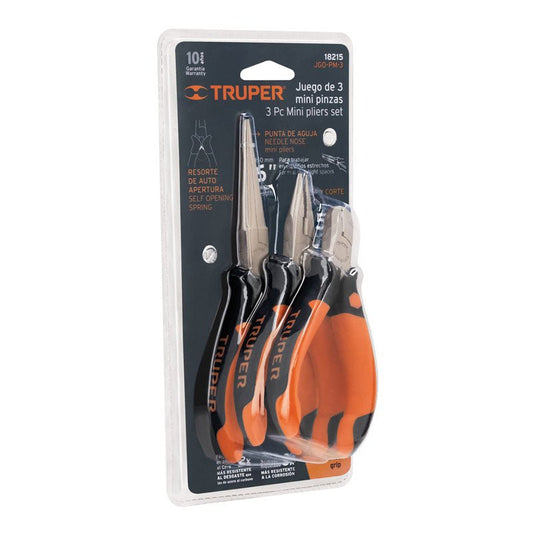 Juego de 3 mini pinzas con mango Comfort Grip, Truper - Tool Ferreterías / Ferretodo - Herramientas y material de construcción.