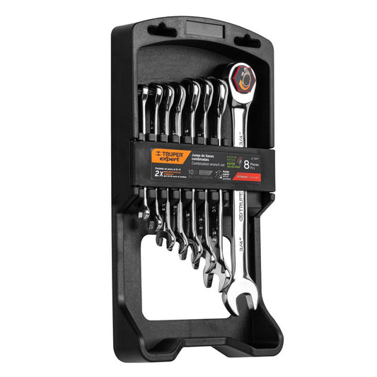 Juego de 8 llaves combinadas std pulidas con matraca, 15817 Truper Expert JC 8XP - Tool Ferreterías / Ferretodo - Herramientas y material de construcción.