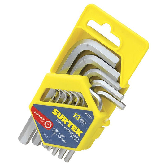 Juego de llaves hexagonales tipo "L", en pulgadas, 13 piezas, ALLF13 Surtek - Tool Ferreterías / Ferretodo - Herramientas y material de construcción.