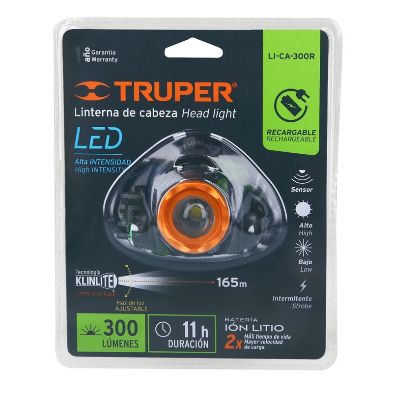 Linterna de minero 1 LED de 300 lm recargable, Truper - Tool Ferreterías / Ferretodo - Herramientas y material de construcción.