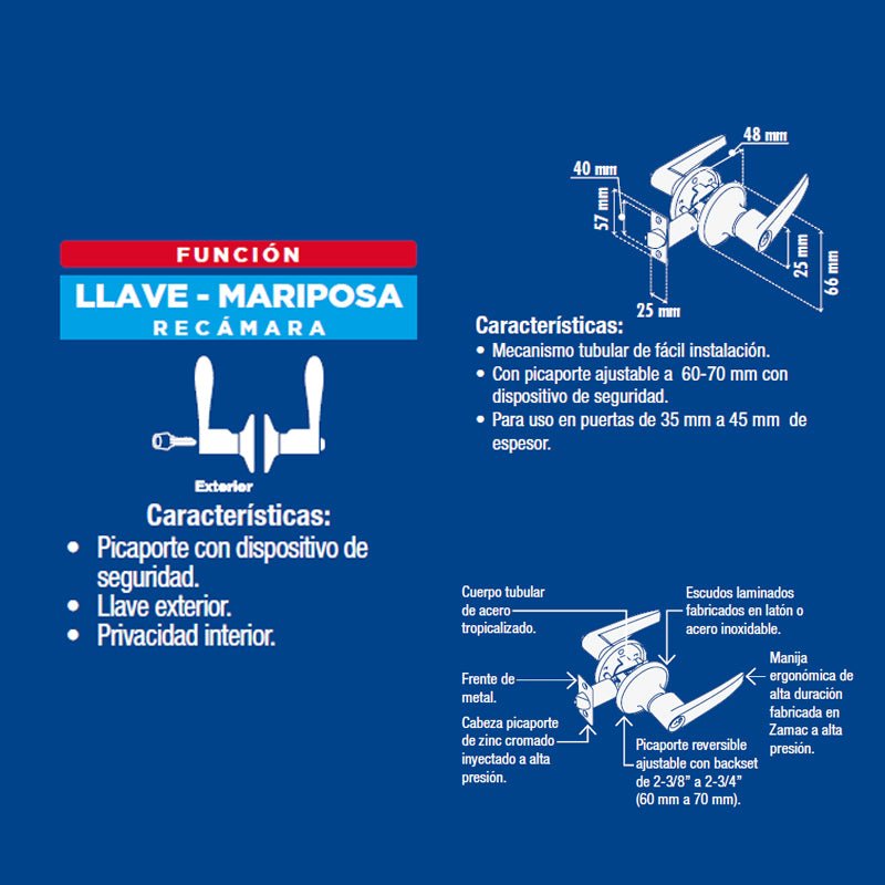 Manija Yale Cambridge Recamara/Entrada Cromo Mate Mx80507 - Tool Ferreterías / Ferretodo - Herramientas y material de construcción.