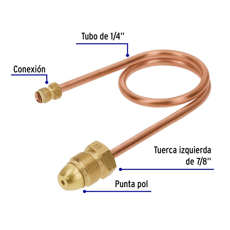 Pigtail con tuerca izquierda, punta pol, 50 cm, 49964 Foset PIPO50 - Tool Ferreterías / Ferretodo - Herramientas y material de construcción.