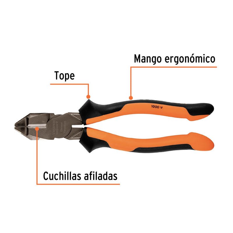 Pinza electricista de 8" uso rudo, alta palanca, Comfort Grip, 12350 Truper Expert T200 8X - Tool Ferreterías / Ferretodo - Herramientas y material de construcción.