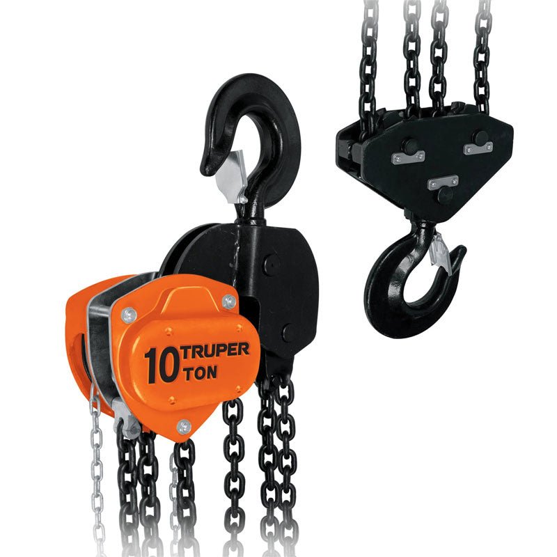 Polipasto industrial de cadena, 10 toneladas, 16829 Truper POL 10 - Tool Ferreterías / Ferretodo - Herramientas y material de construcción.