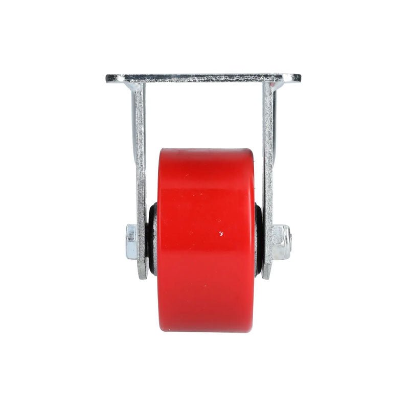 Rodaja de fierro con poliuretano rojo fija de 4", RP10F Surtek - Tool Ferreterías / Ferretodo - Herramientas y material de construcción.