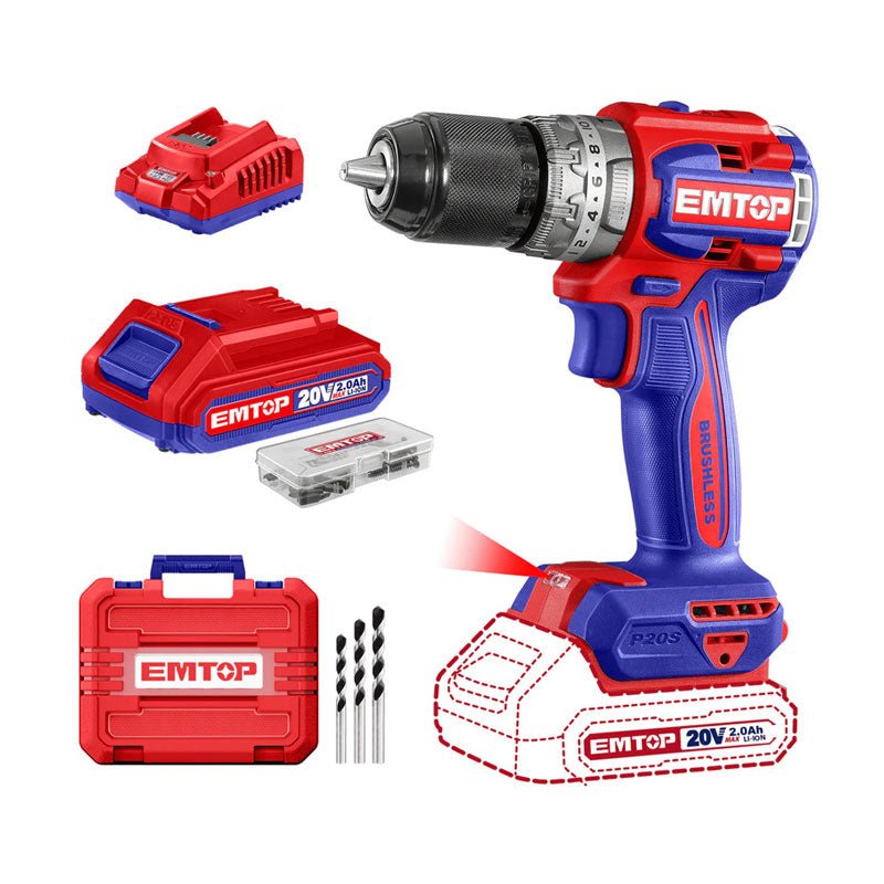 Taladro imp.1/2"inal.20v 2bat/1car ULCIDL20602 Emtop - Tool Ferreterías / Ferretodo - Herramientas y material de construcción.