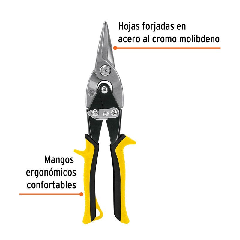 Tijera de aviación de 10" corte recto, 18531 Truper TAV R - Tool Ferreterías / Ferretodo - Herramientas y material de construcción.