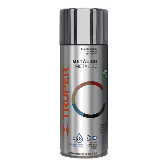 Pintura En Aerosol, Plata Metálico, Bote Tradicional, 400 Ml
