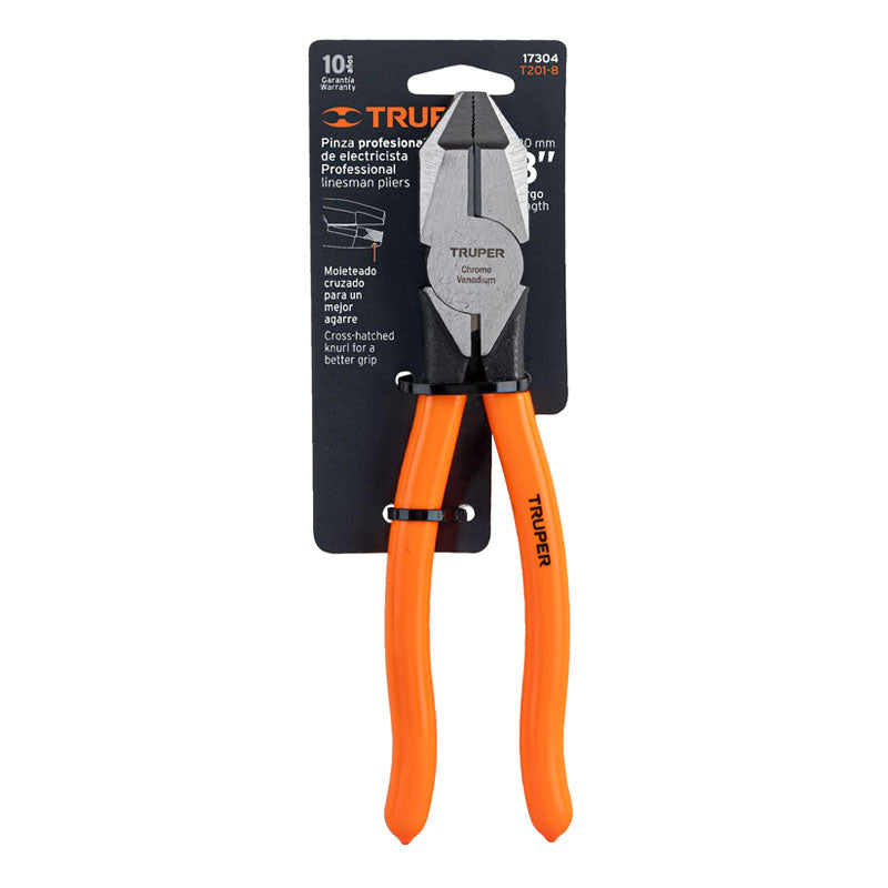Pinza Para Electricista 8" Uso Rudo, Mango Pvc, Truper