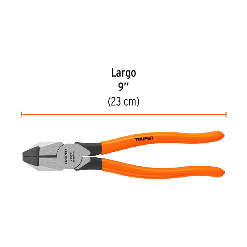 Pinza Para Electricista 9" Uso Rudo, Mango Pvc, Truper
