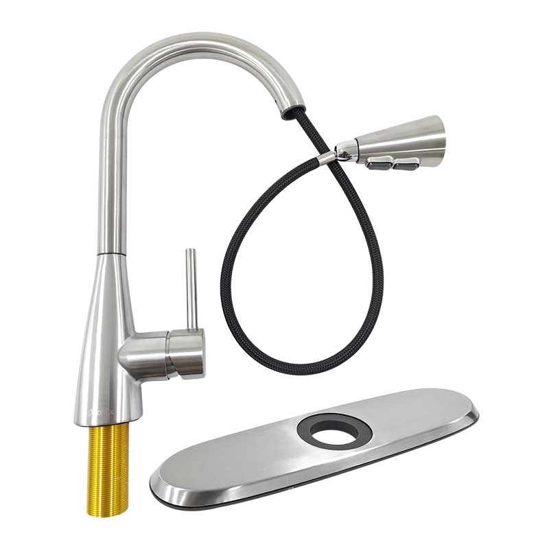 Monomando Para Fregadero Con Rociador Retráctil De Acero Inoxidable Gfm402 Coflex