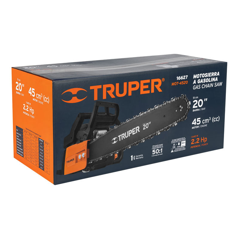 Motosierra 45 Cc A Gasolina Con Barra De 20", Truper