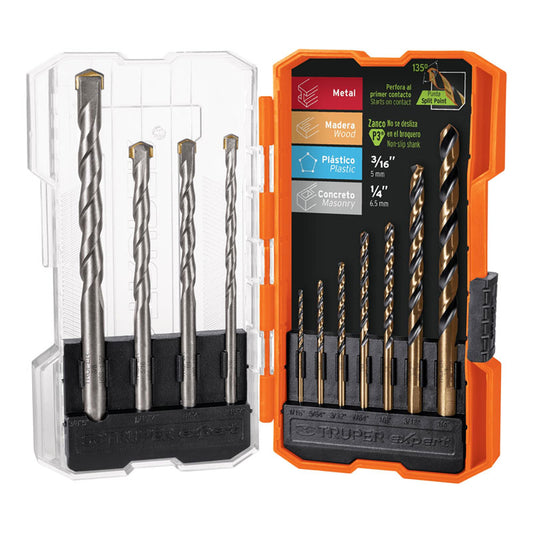 Juego De 11 Brocas Para Metal Y Concreto En Estuche, Truper