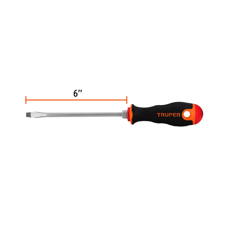 Desarmador Plano 1/4" X 6" Mango Comfort Grip, Truper