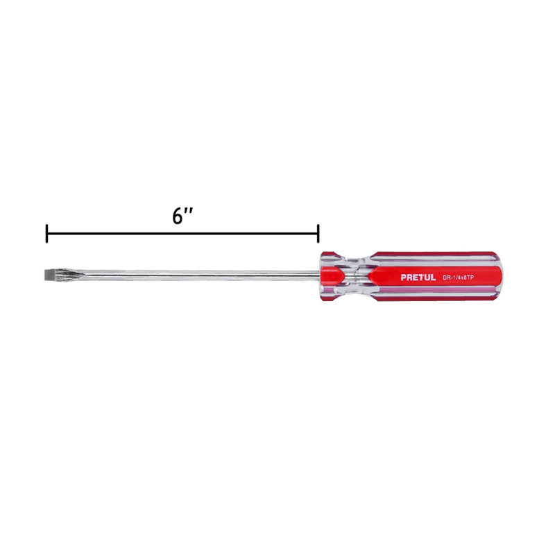 Desarmador Plano 1/4 X 6" Mango De Pvc, Pretul