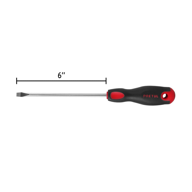 Desarmador Plano 1/4" X 6"Mango Comfort Grip, Pretul