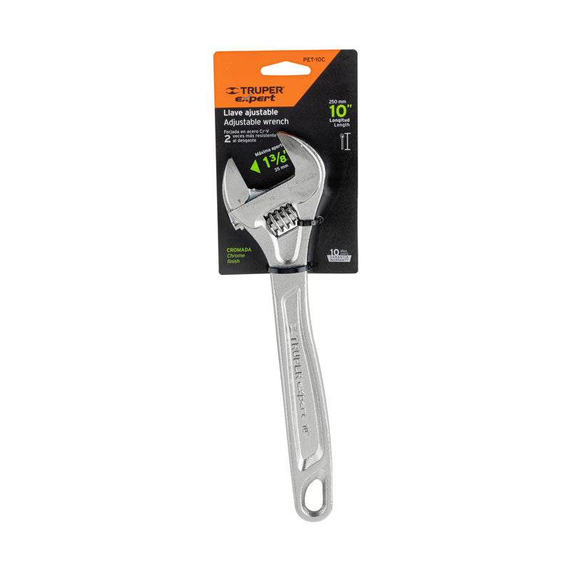 Llave Ajustable (Perico) 10" Profesional Cromada, Expert