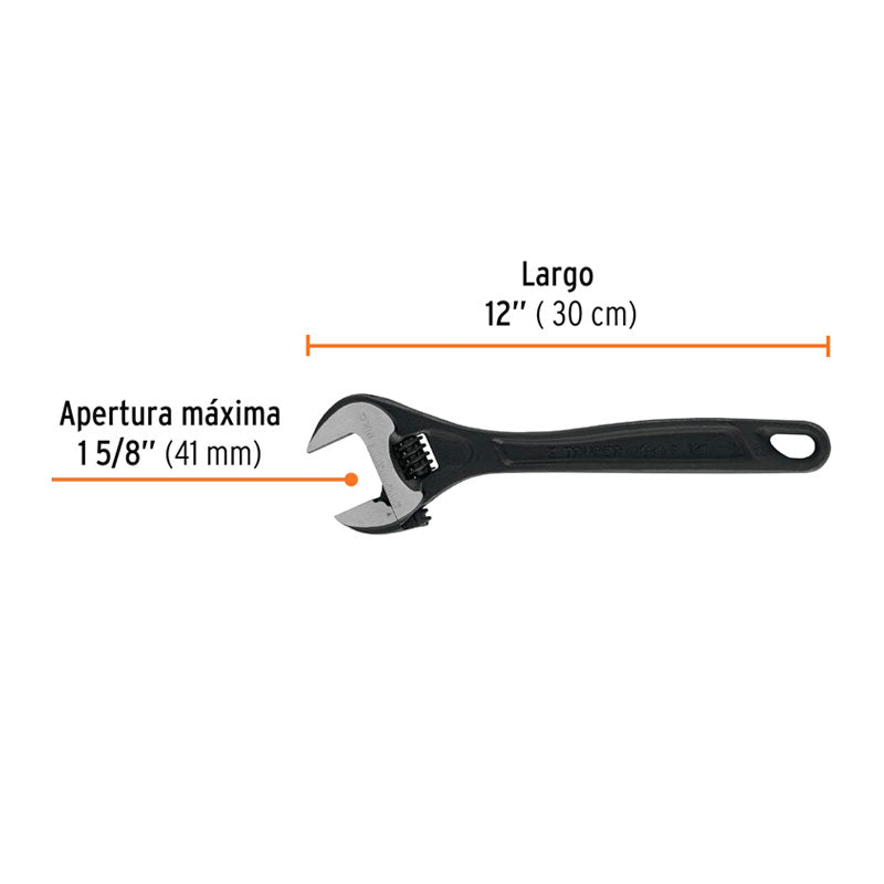 Llave Ajustable (Perico) 12" Profesional Pavonada, Expert
