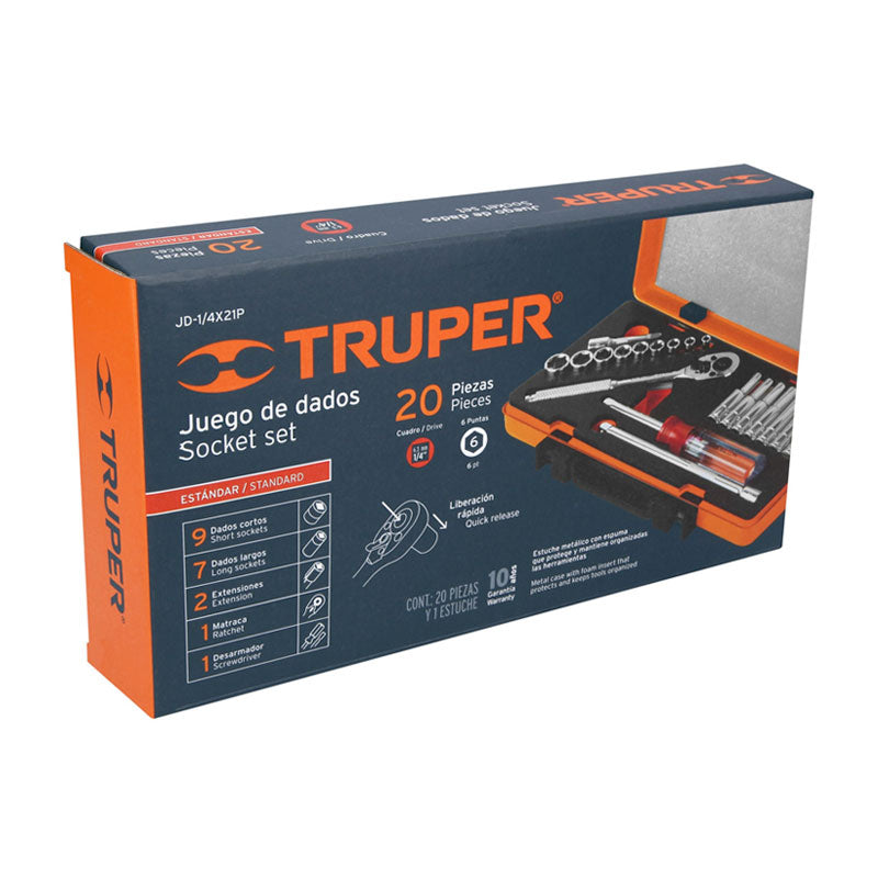 Juego De 20 Herramientas Cuadro 1/4" Std Para Mecánico