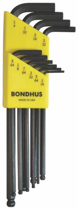 Juego De 10 Llaves Hexagonales Con Punta De Bola De 1/16" A 1/4" Bondhus 10938