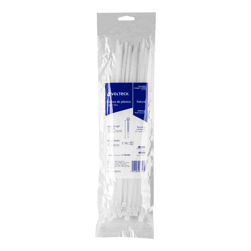 Bolsa Con 50 Cinchos Plásticos 50 Lb, 300X4.5 Mm, Naturales