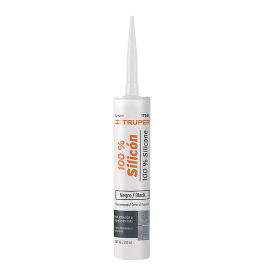 Sellador Negro 100% Silicón De 280 Ml, Truper