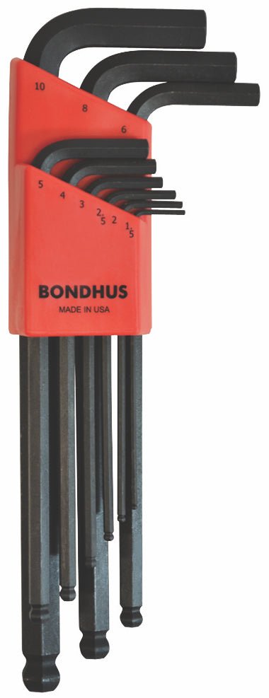 Juego De 9 Llaves Hexagonales Con Punta De Bola De 1.5 A 10 Mm Bondhus 10999 - Tool Ferreterías / Ferretodo - Herramientas y material de construcción.