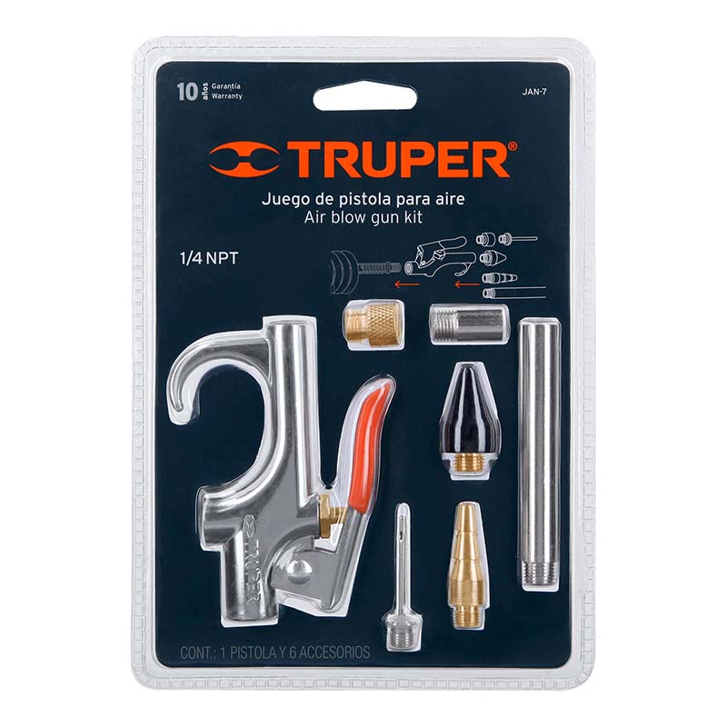 Juego De Pistola Sopleteadora Con 2 Boquillas Y 4 Accesorios 19078, Truper - Tool Ferreterías / Ferretodo - Herramientas y material de construcción.