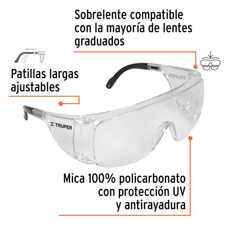 Sobrelentes De Seguridad Transparentes, 14308 Truper Safe Lesotr - Tool Ferreterías / Ferretodo - Herramientas y material de construcción.