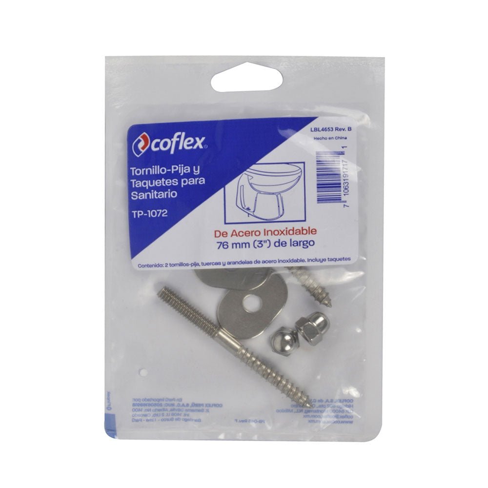 Tornillos Pija Y Taquetes Para Sanitario De Acero Inoxidable Tp1072 Coflex - Tool Ferreterías / Ferretodo - Herramientas y material de construcción.